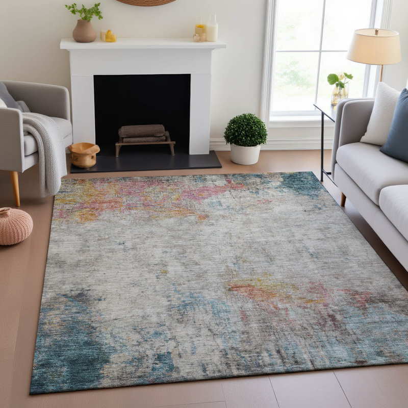 Premium Machine Washable Kelton AMF1232 Abstract Rug, Rectangle 8' x 10'