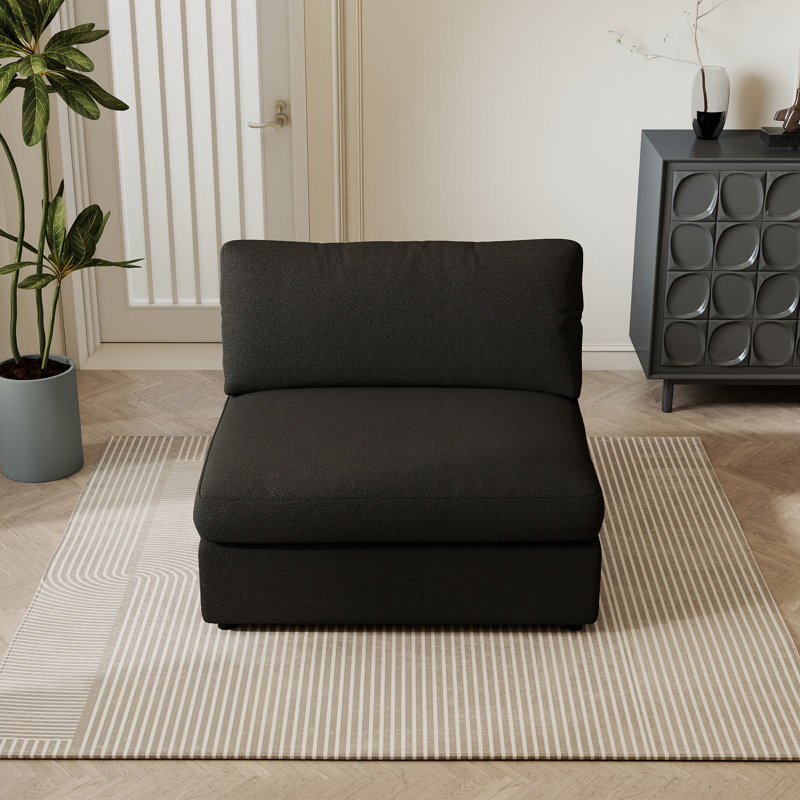 Fauteuil d'appoint modulaire rembourré sans accoudoirs Boucle, Noir
