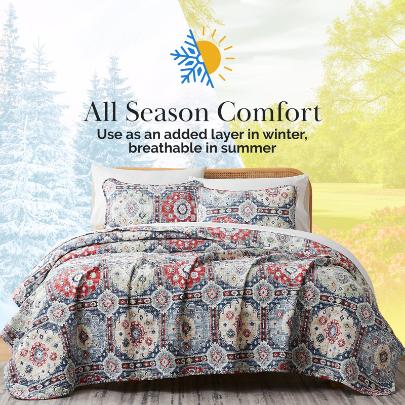 Ensemble de courtepointe kilim surdimensionné et facile d'entretien par Southshore Fine Linens, Multicolore