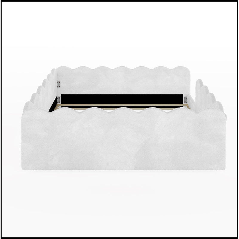 Lit double tapissier sur pied, Blanc