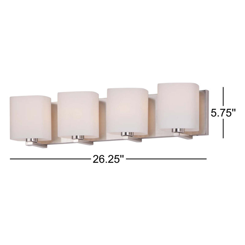 Barre d'éclairage de salle de bain à 4 lumières Aubepine, Nickel satiné