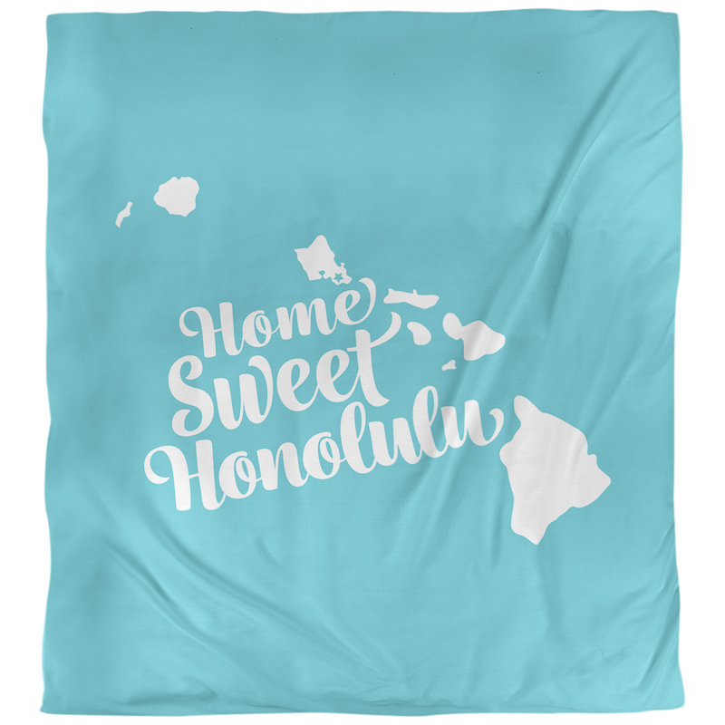 Housse de couette honolulu hawaii, Housse de couette pour très grand lit, Bleu sarcelle, Microfibre