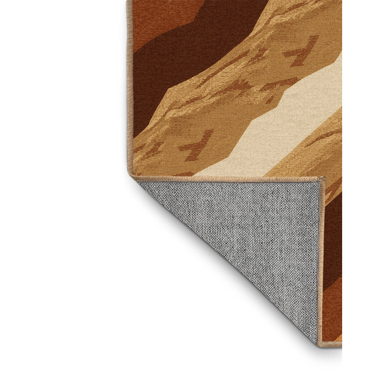 Machine Washable Takengon Battle Ropes Training Modern & Contemporary Geometric Rug in Brown – LightBrown Binding, 8x10