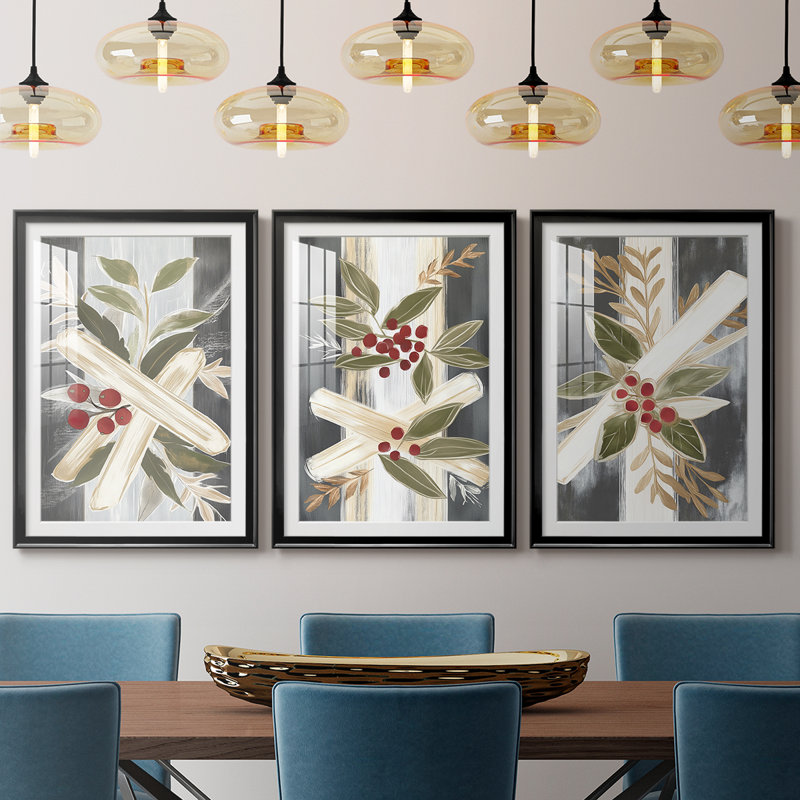 Art de Noël des Fêtes de Noël - impression encadrée sur mesure de qualité supérieure mate - 3 pièces, Noir, H 21 po x l 30 po