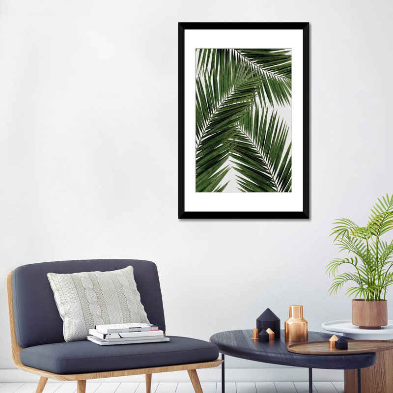 «Palm Leaf III», reproduction d'impression sur toile en vert, H 12 po x l 8 po x P 0,75 po, Toile tendue