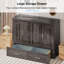Grand lit escamotable, lit armoire intelligent avec station de charge USB et matelas à trois volets, tiroirs de rangement pour la maison-261280255