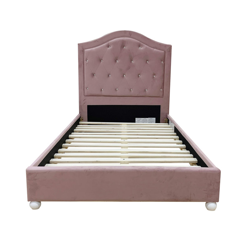 Reggie Pink Twin Upholstered Platform Bed with Storage
