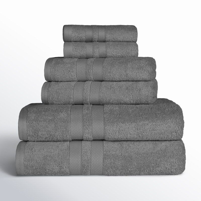 Ensemble de serviettes douces en coton à 100 % de six articles Amoy, Anthracite