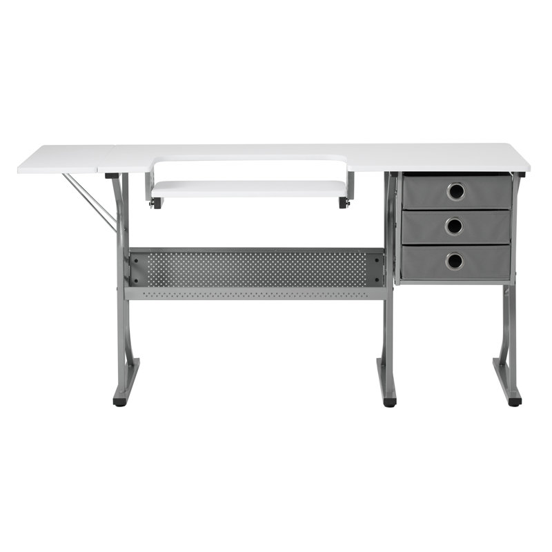 Eclipse Ultra 60.25'' Gray & White Sewing Table with Adjustable Platform