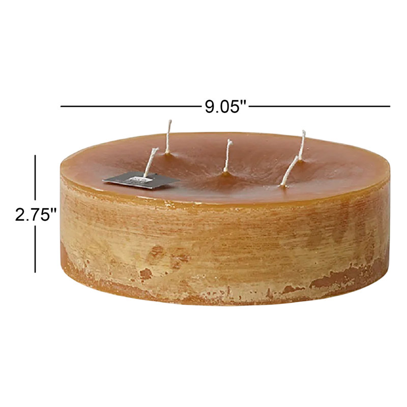 Bougie pilier super non parfumée, H 2,75 po x l 9,05 po x P 9,05, Chamois
