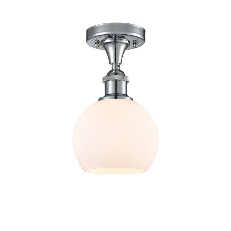 Plafonnier semi-encastré 1 lumière 6 po Cindi, Blanc mat, Chrome poli