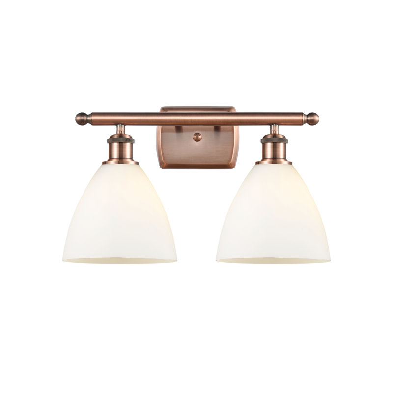 Éclairage pour meuble-lavabo 2 lumières Shauna, Blanc mat, Incandescent, Cuivre antique