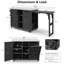 Îlot de cuisine 78,3 pouces avec table pliante et armoire à déchets-1611598294