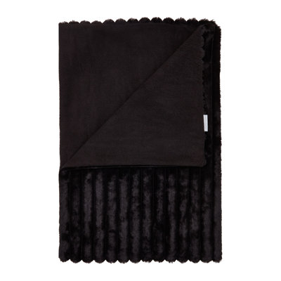 Cosy Ribbed Faux Fur Blanket Throw