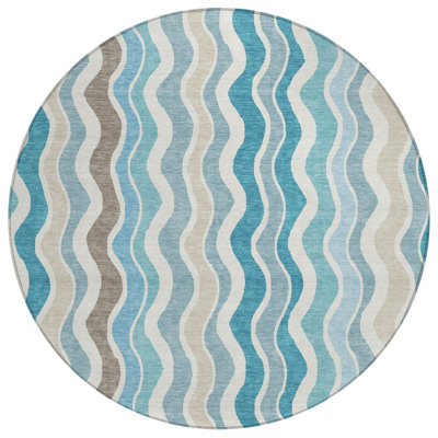 Machine Washable Indoor/Outdoor Skiljo ACN2342 Stripes Rug