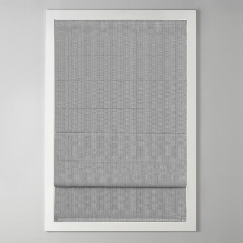 Galen Grey Basketweave Cordless Room Darkening Single 34x64" Roman Shade, Sheen Gray, 34"W x 64"L