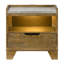 Nightstand In Brown Finish, Led , 1 Drawer, Ports And Open Shelf Transitional Style For Bedroom
