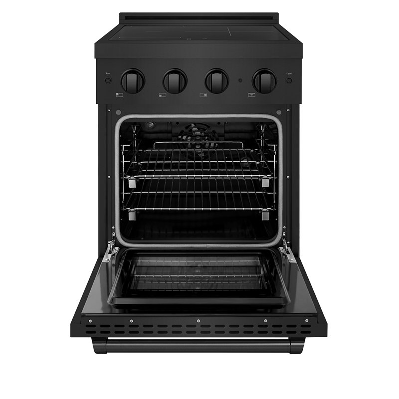 ZLINE Autograph 24 in. Stainless Steel Paramount Induction Range with White Door & Black Accents, Black Stainless Steel