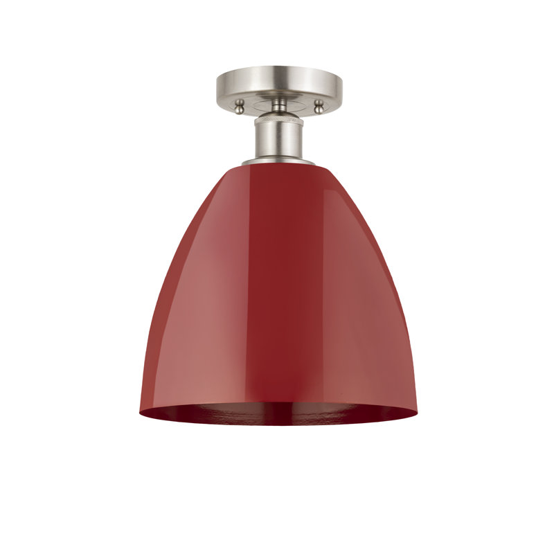 Plafonnier semi-encastré Amylee, Rouge, Nickel satiné brossé, H 11,25 po x l 9 po x P 9 po