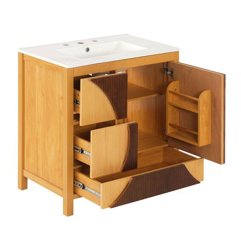 Meuble-lavabo moderne 30 po avec lavabo 30 po Mid-Century