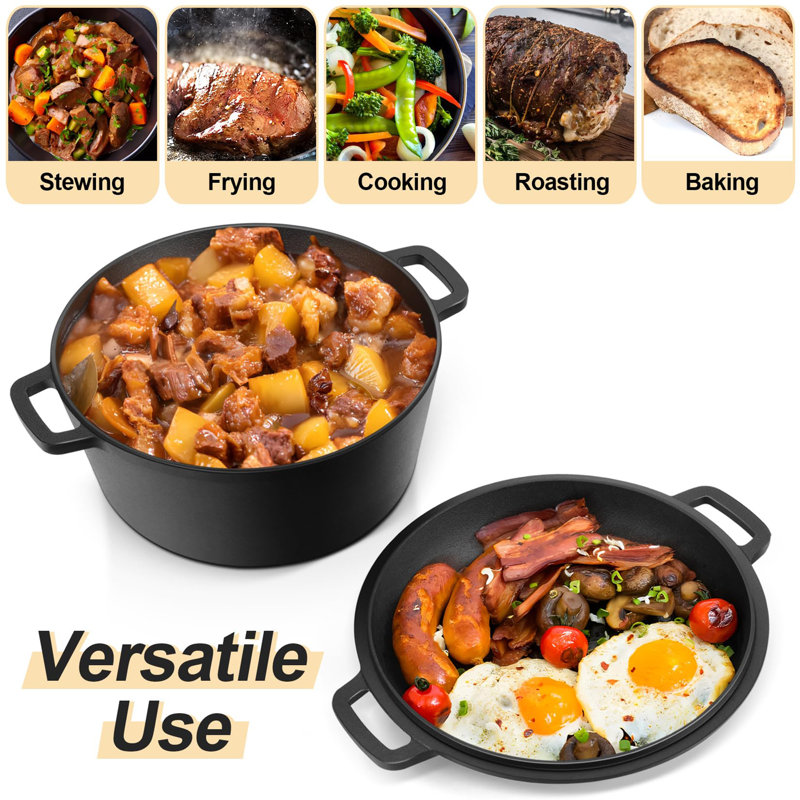 5 QT Dutch Oven Pot, Black