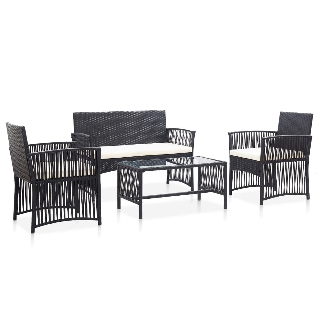 3-Sitzer Lounge-Set Sweetgrove aus Polyrattan mit Polster