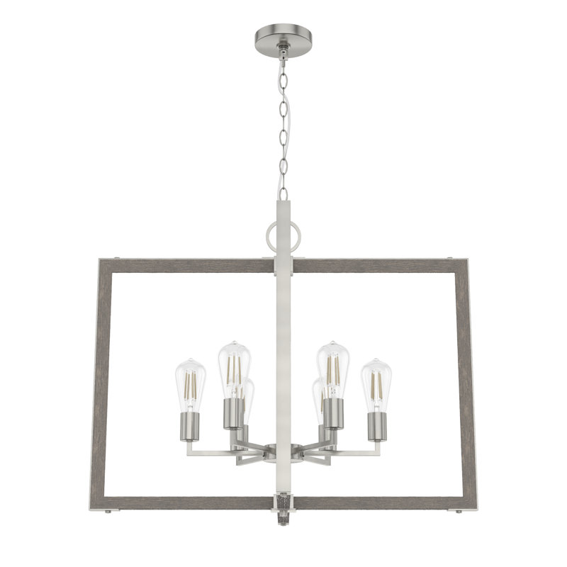 Woodburn 6 Light 30 Inch Pendant Ceiling Light Fixture, Brushed Nickel