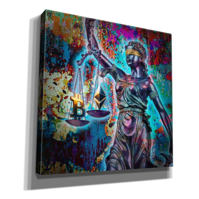 «Crypto Is Justice» par Epic Portfolio, art mural sur toile, H 12 po x l 12 po x P 0,75 po
