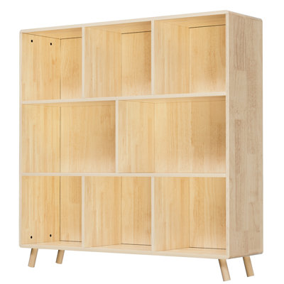 8 rangements en bois de pin avec compartiments optimisés pour la maison et - l 44 po x H 44 po, construction verticale, bibliothèque fixe facile à assembler, conception, stabilité du dossier