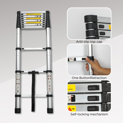 Telescoping Extension Ladder with Independent Locking Mechanism and High Load Capacity
