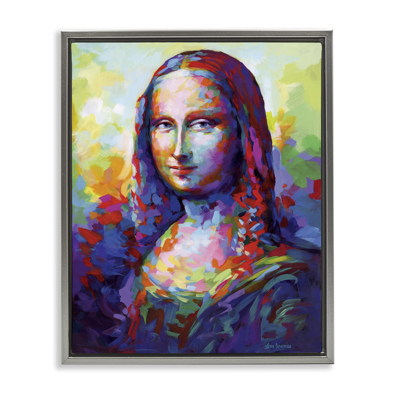 Abstrait, peinture classique encadrée sur toile flottante par Leon Devenice, H 31 po x l 25 po, Cadre flottant gris lustré