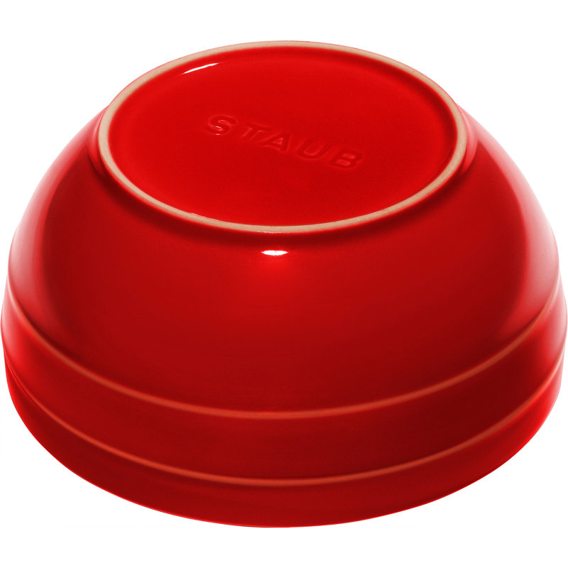 Cherry Red Ceramic 2-Piece Nested Mixing Bowl Set