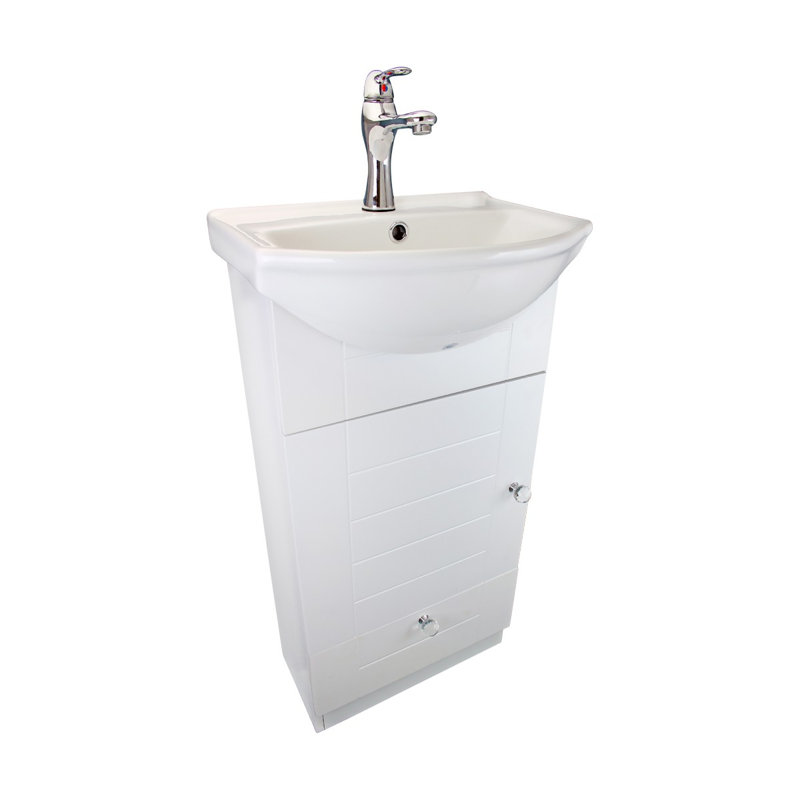 The Renovators Supply Inc. 14'' White Porcelain U-Shaped Bathroom Sink with Faucet and Overflow