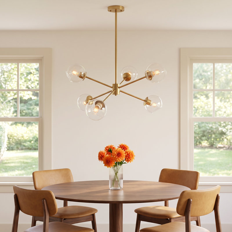 Corie 6 - Light Dimmable Sputnik Modern Linear Chandelier