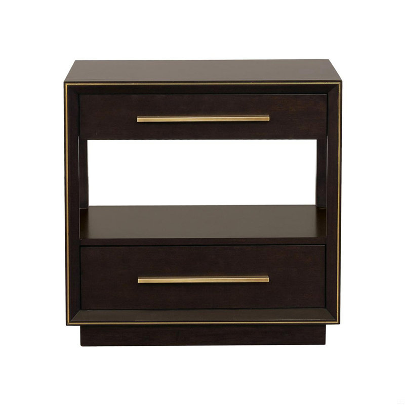 2 Drawers Nightstand With Shelf