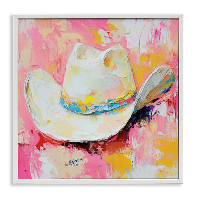 Painterly Brushed Cowgirl Hat Framed Giclee, design by Heidi Kuntz