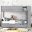 Lit superposé simple au-dessus de simple avec 2 tiroirs et armoire à couches multiples, gris-1334218523