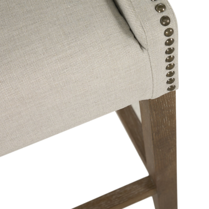 Winston Upholstered Bar Stool with Solid Wood Frame, Natural, Bar Stool (30.25” Seat Height)