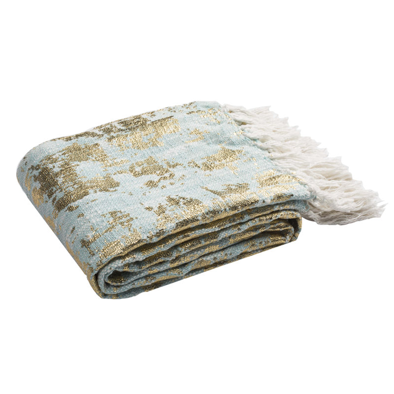 Gemma Blue and Gold Reversible Cotton Throw Blanket