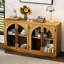 Buffet arqué 4 portes rétro, tablettes réglables, bois naturel et atmosphère, multifonctionnel