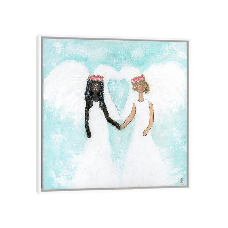 "Friends Forever" par Ashley Bradley, reproduction d’art, H 26 po x l 26 po x P 1,5 po, Toile blanche encadrée, Pas de tapis