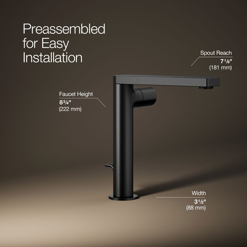 Single-Handle Bathroom Faucet with Drain Assembly, Matte Black