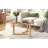 [New Picture] Round Glass Coffee Table Modern Cocktail Table Easy Assembly With Tempered Glass Top & Sturdy Wood Base, Natural (OLD SKU: WF190112AAL)-298769662