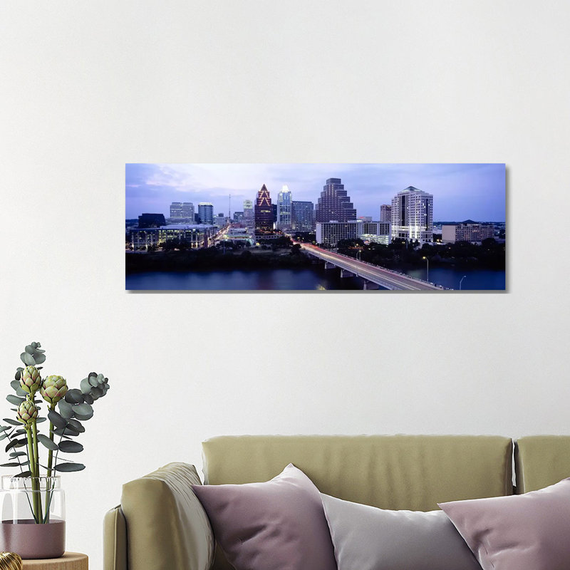 Bridge Across A Lake, Town Lake, Colorado River, Austin, Texas, USA - Wrapped Canvas Panoramic Print