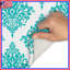 Tapis de bain turquoise à motif damassé-130110937