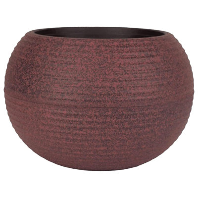 The  12 Inch Atlas Sphere Planter, Round Plastic Plant Pot, Red
