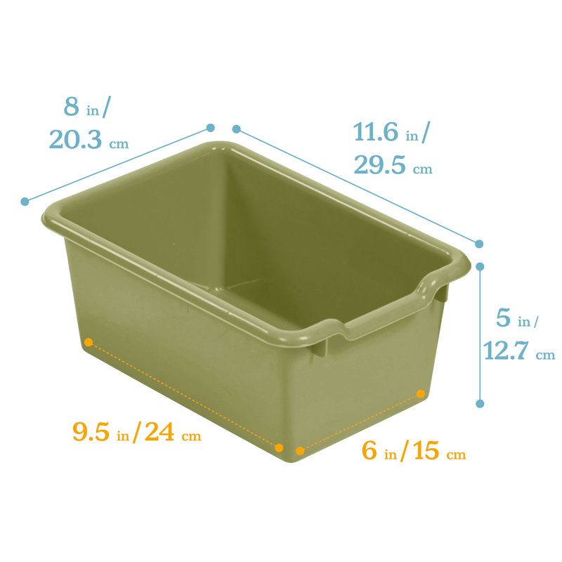 ECR4Kids Scoop Front Storage Bins, Multipurpose Organization, 25-Piece, Fern Green