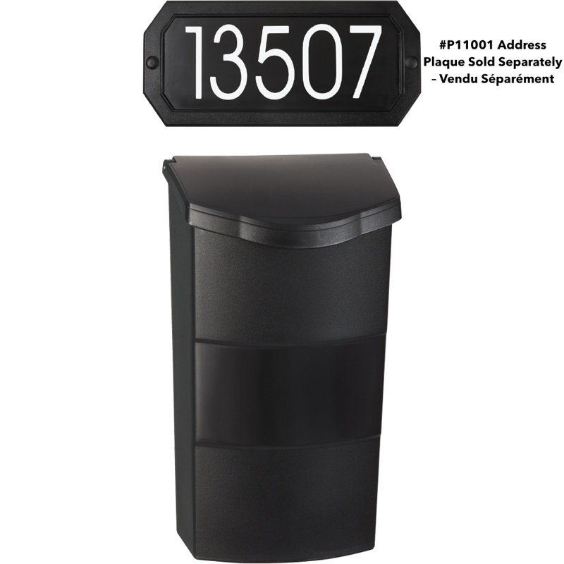 Black Medium Locking Wall Mount Plastic Mailbox