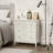 Bungalow Rose Farmhouse Fully-Assembled Nightstand With 3-Drawer, Flower Motif End Table For Small Spaces, French Country, Modern, Distressed Finish, White-Washed