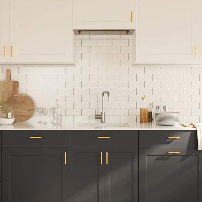 Metro Lane Cabinet Handles 10 Pcs Black 64 Mm Stainless Steel, 64mm, Gold